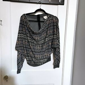 Line + Dot Gray Dolman Sleeve Cowl Neck Sweater Size Small Button Up Back